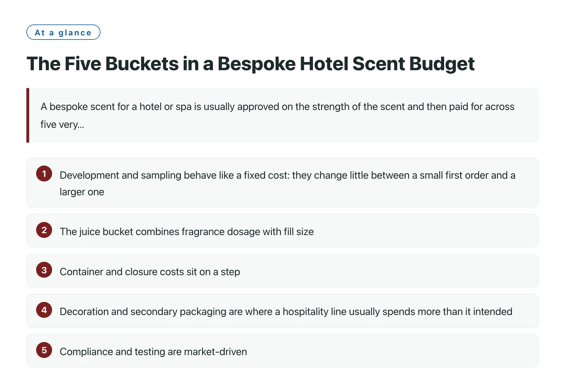 The Five Buckets in a Bespoke Hotel Scent Budget——全文要点速览